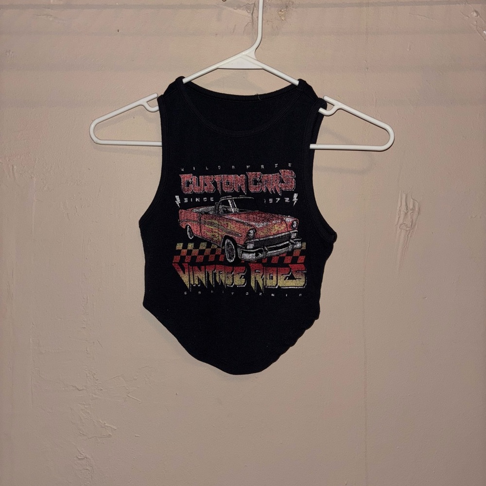 Black Vintage Car Graphic Tank Top